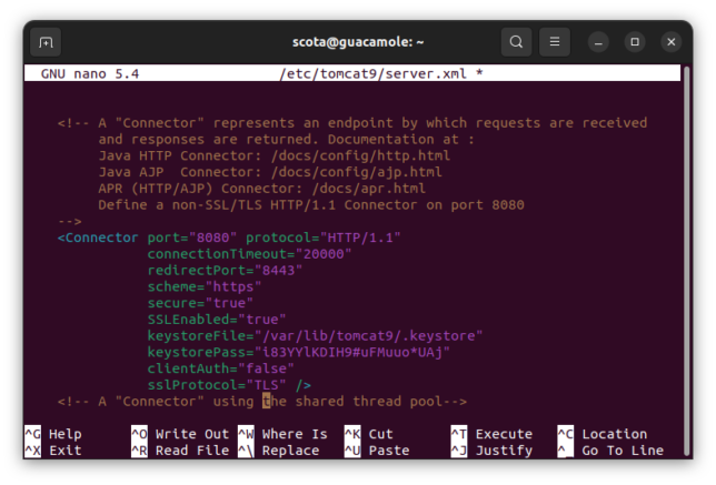 Apache Guacamole - Arquivo server.xml (tomcat9) - Config HTTPS/SSL