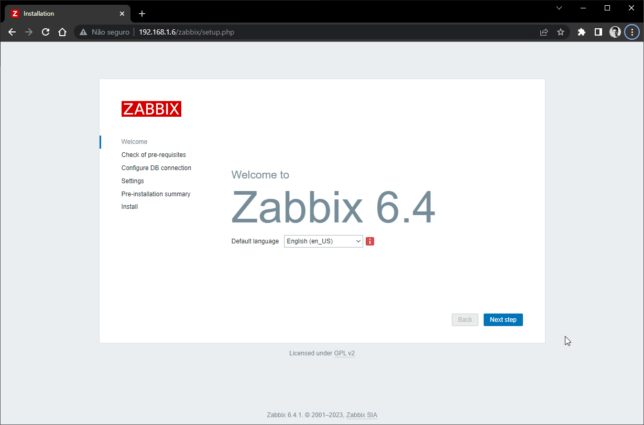 Zabbix Install - Auto configuração via interface web