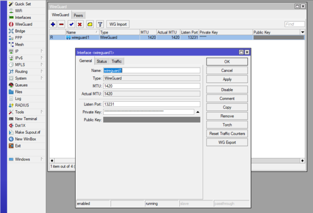 Mikrotik Router OS - WireGuard Config