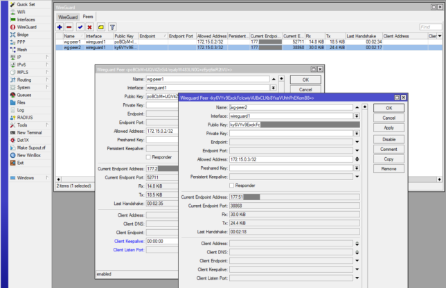 Mikrotik Router OS 5 - WireGuard Peers - Adicionando clientes VPN