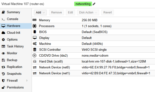 ProxMox - Router OS VM - Hardware Options