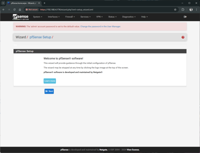 pfSense 2.7.2 - Wizard 1